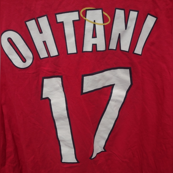 Angel's Ohtani 17 Baseball Sports Team California Red Oversized Cotton Shirt XL - Picture 3 of 5